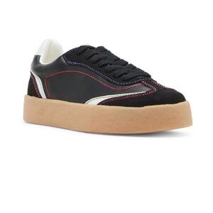 Steve Madden Status Sneaker black red stitch New 5